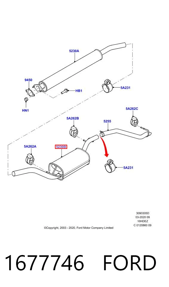 1677746 Ford Глушитель центральный