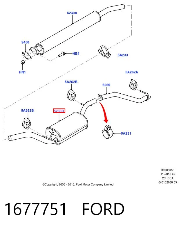 1677751 Ford Выхлопная труба