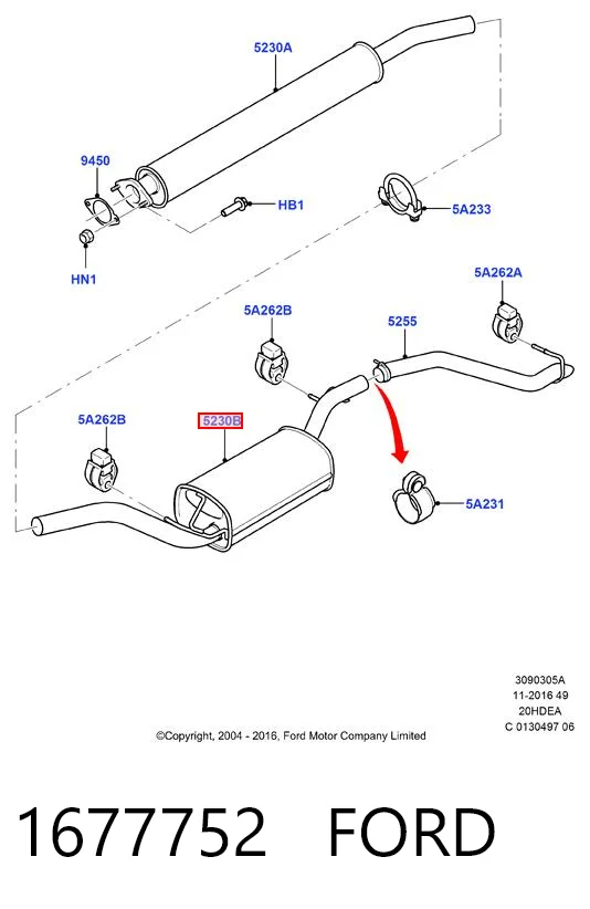 1677752 Ford Выхлопная труба