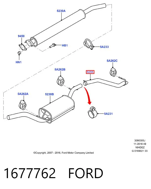 1677762 Ford Выхлопная труба