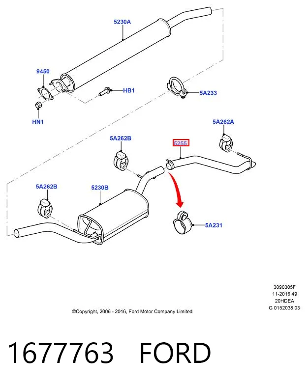 1677763 Ford Выхлопная труба