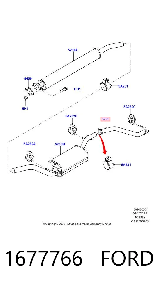1677766 Ford Выхлопная труба