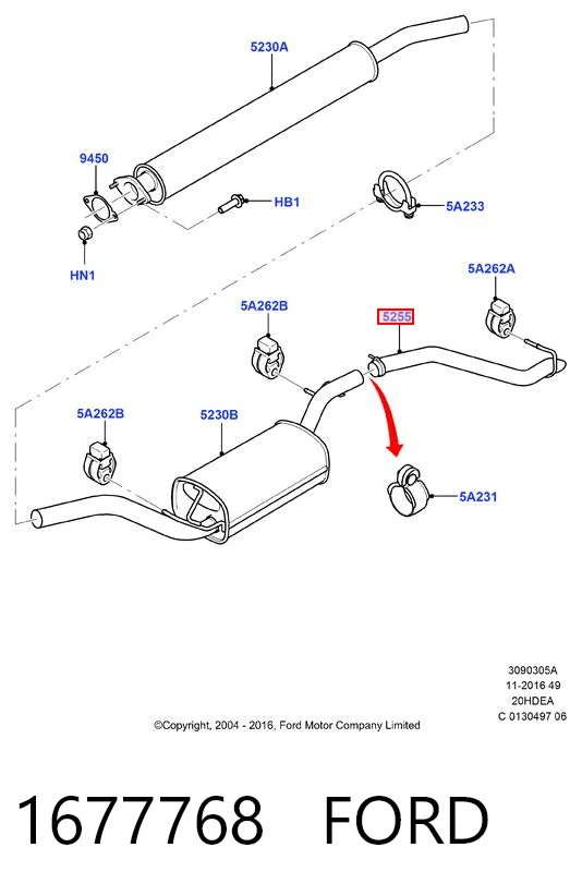 1677768 Ford Выхлопная труба