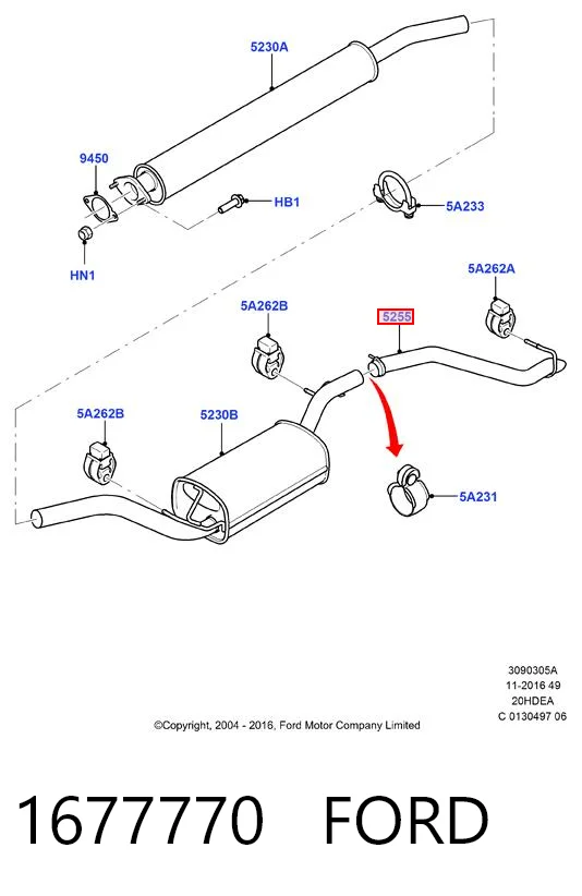 1677770 Ford Выхлопная труба