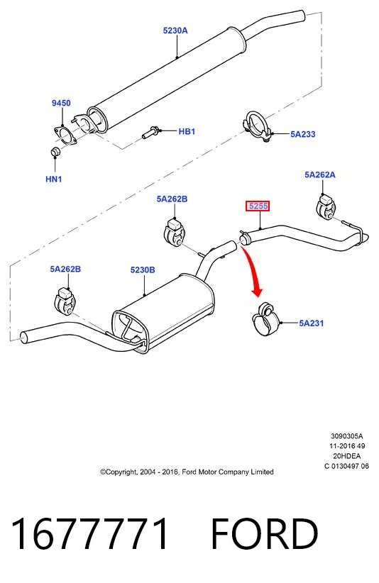 1677771 Ford Выхлопная труба