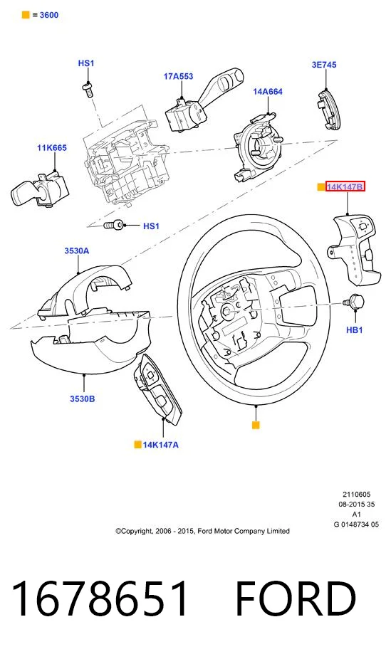 1678651 Ford Блок кнопочных переключателей рулевого колеса