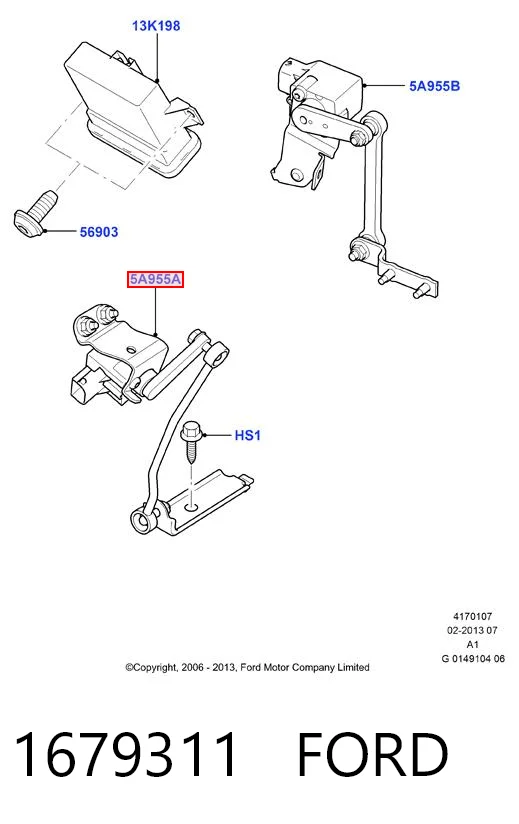 1679311 Ford Датчик уровня кузова, передний