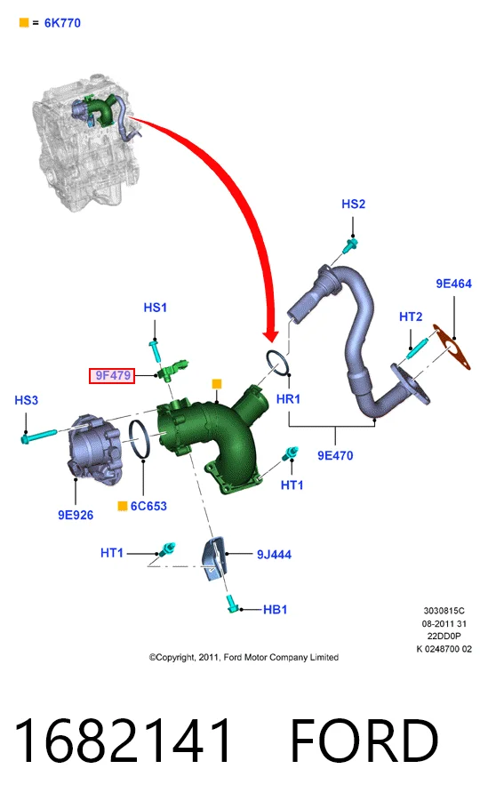 1682141 Ford Датчик давления воздуха
