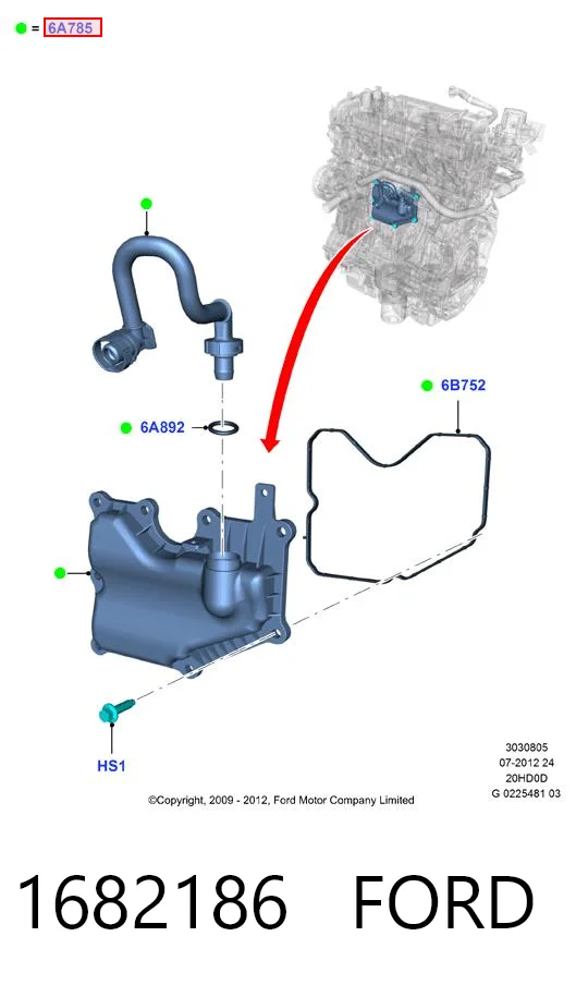 1682186 Ford Маслоотделитель картерных газов