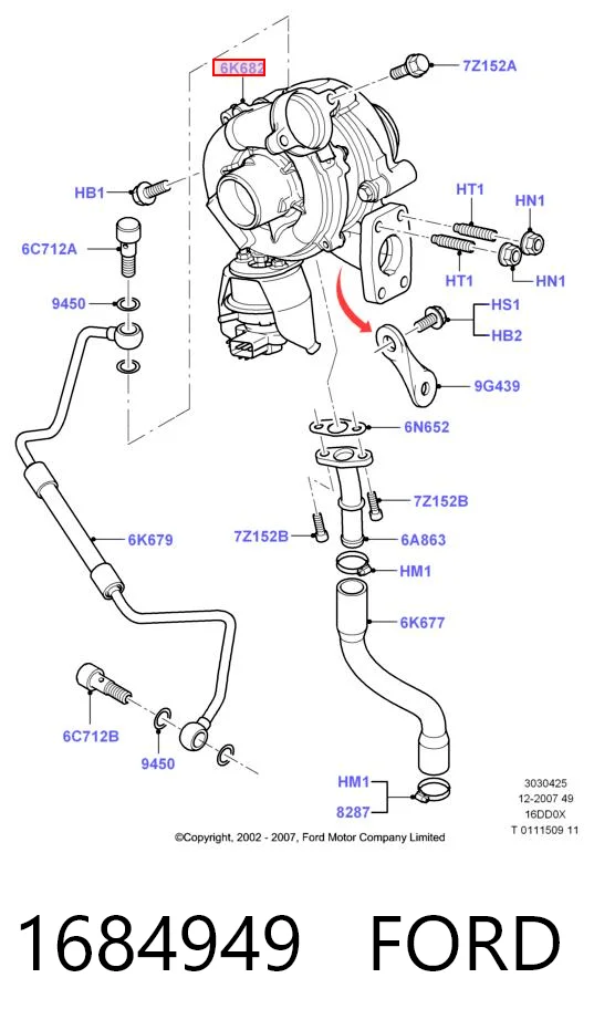 1684949 Ford Турбонаддув