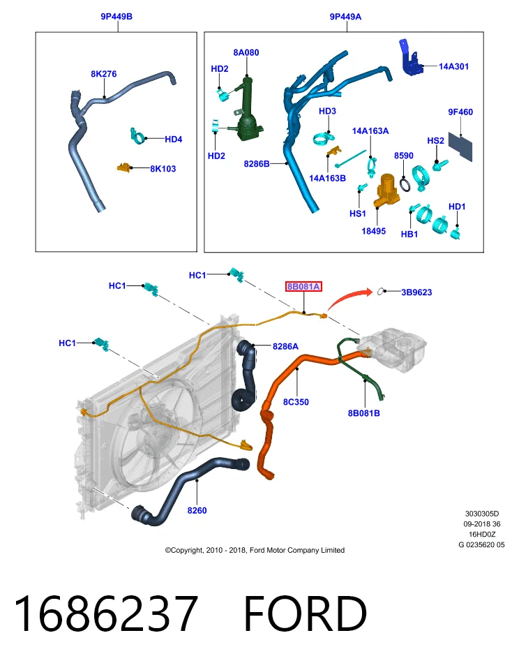 Шланг/патрубок системы охлаждения Ford Focus III хэтчбек (CB8) (2010 - 2020) цена, от 32.61 USD