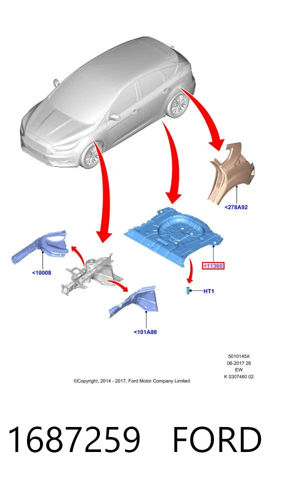 1687259 Ford Ниша запасного колеса