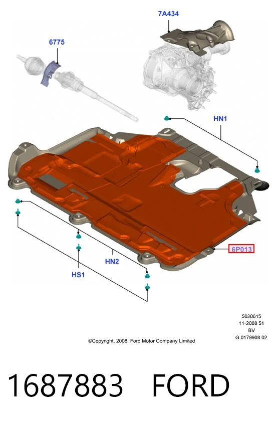 1687883 Ford Защита картера двигателя