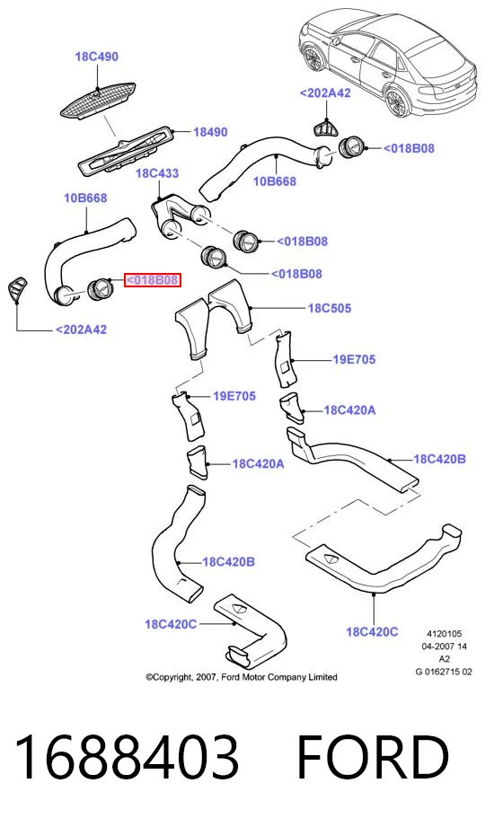 1688403 Ford Решетка воздуховода