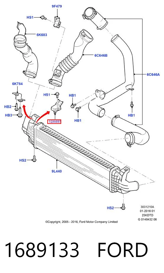 1689133 Ford Датчик давления воздуха