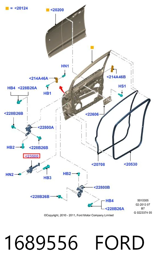 1689556 Ford Ограничитель открывания двери