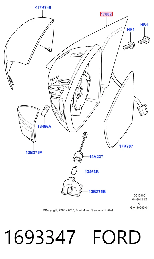  Правое зеркало Ford Galaxy 