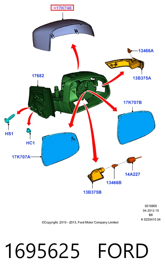  Правое зеркало Ford Focus 3