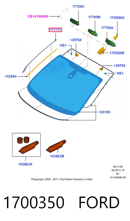 GS2810P141X Icor Рама ветрового стекла левая