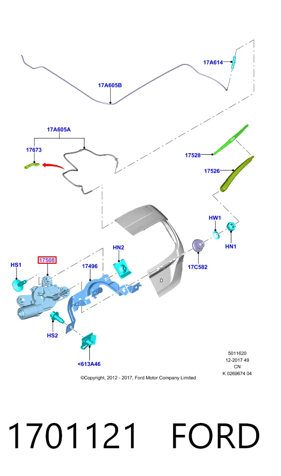 Мотор заднего стеклоочистителя на Ford Fiesta Mk6 CB1