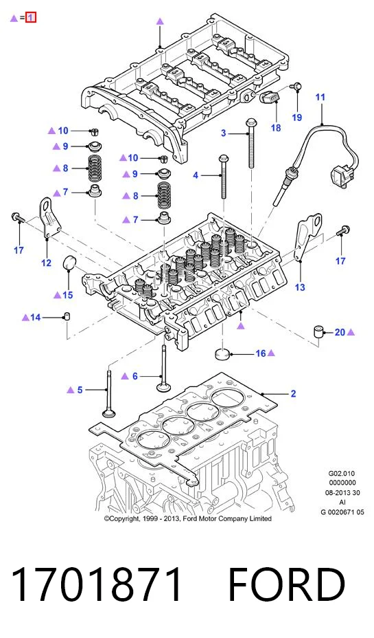 1701871 Ford Головка блока цилиндров