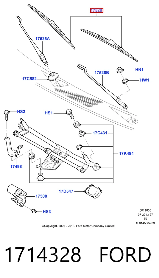 1714328 Ford Щетка-дворник лобового стекла, водительская