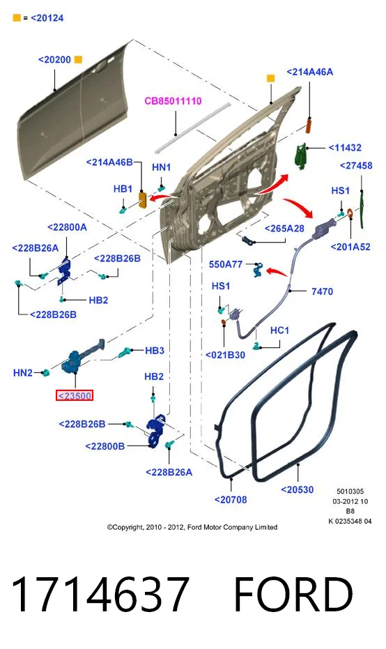 1714637 Ford Ограничитель открывания двери