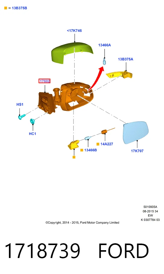 Наружное зеркало правое Ford Focus III хэтчбек (CB8) (2010 - 2020) цена, от 62.85 USD