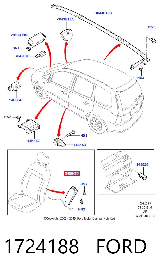 1724188 Ford Подушка безопасности AIRBAG спинки сиденья, правого