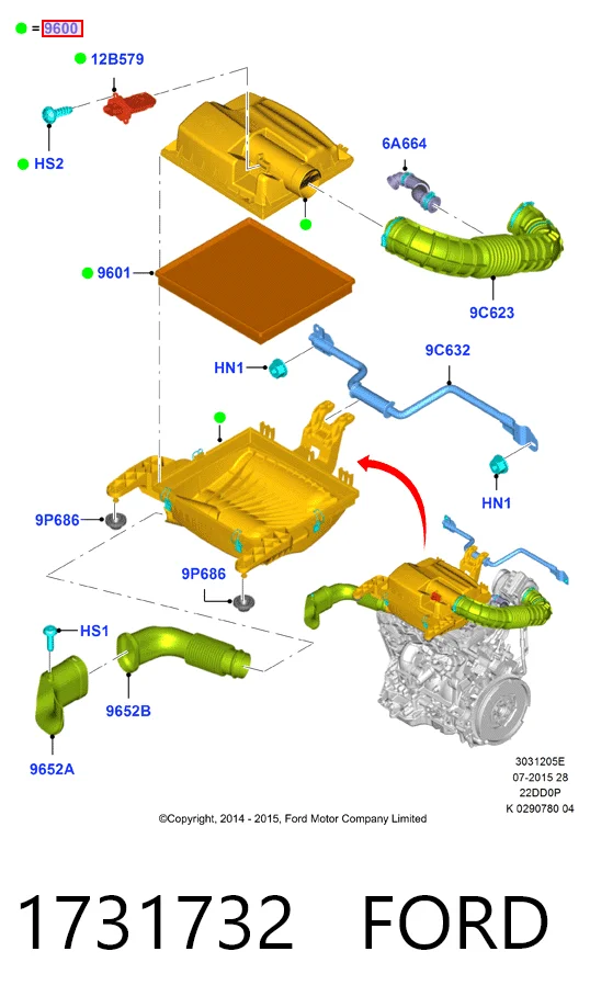 1731732 Ford Коробка фильтра