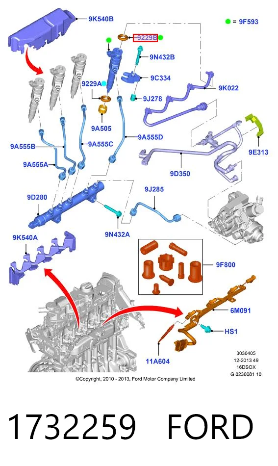 1732259 Ford Кольцо уплотнительное штуцера обратного шланга форсунки