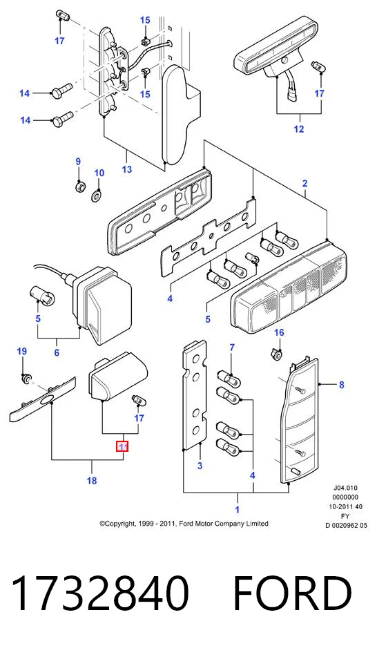 1732840 Ford Фонарь освещения номера