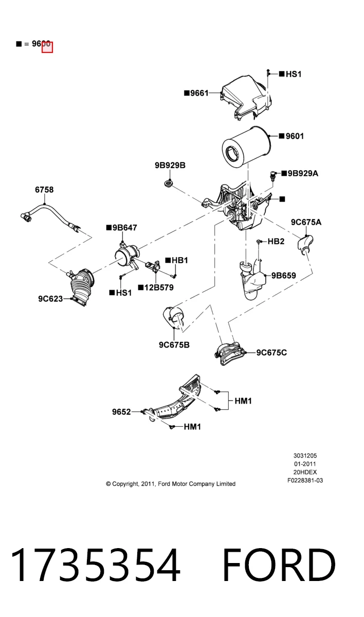 Коробка фильтра на Ford Focus III CB8