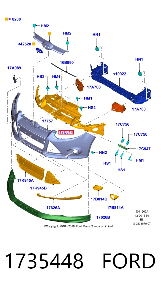 Купить BM5117E778BA Ford Кронштейн бампера переднего центральный