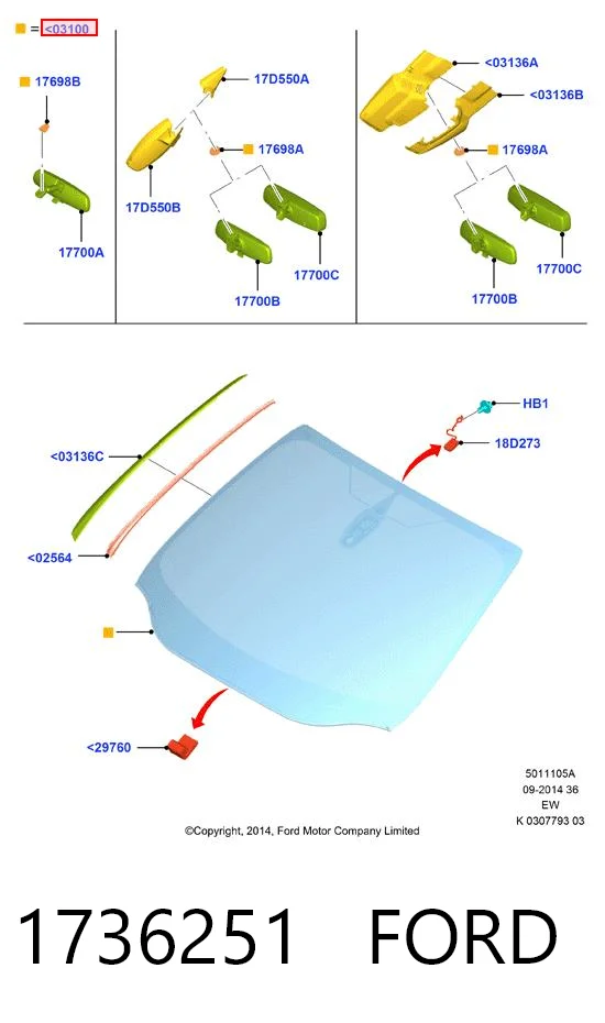 1736251 Ford Автостекло