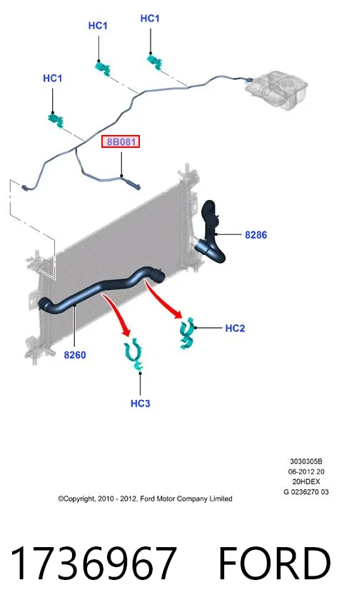1736967 Ford Шланг расширительного бачка нижний