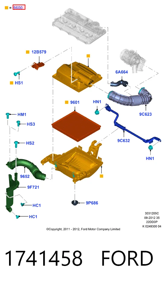 Корпус воздушного фильтра в сборе Ford Transit VII фургон (V363) (2013 - 2026) цена, от 62.71 USD