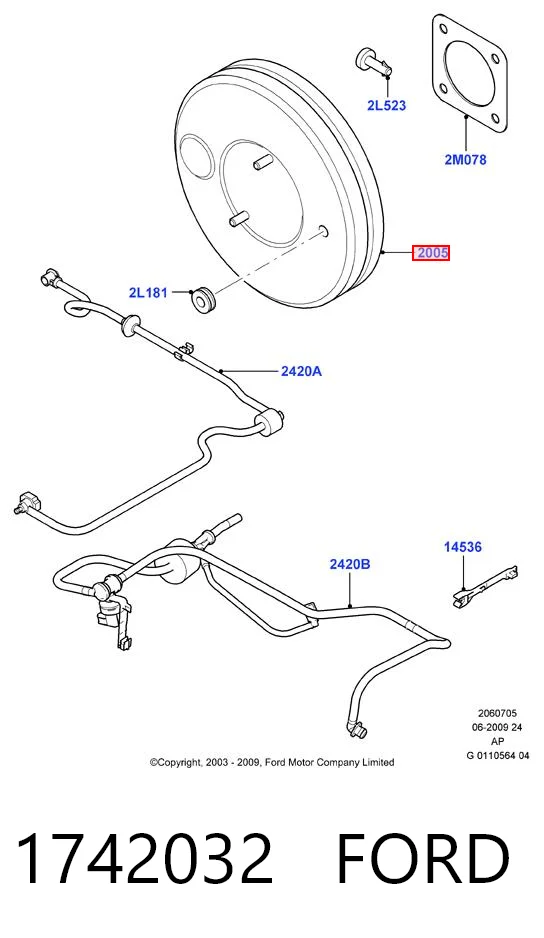 1742032 Ford Усилитель тормоза вакуумный