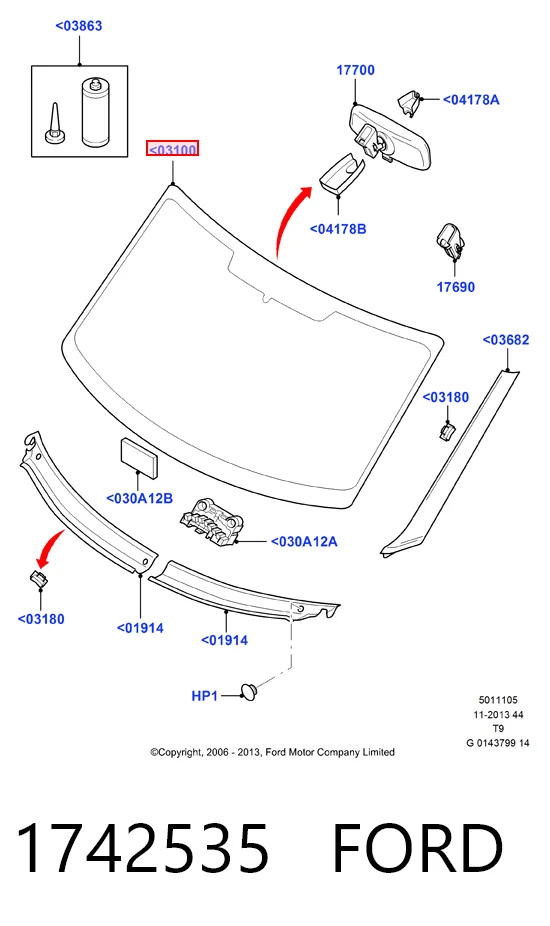  Лобовое стекло Ford Transit 6