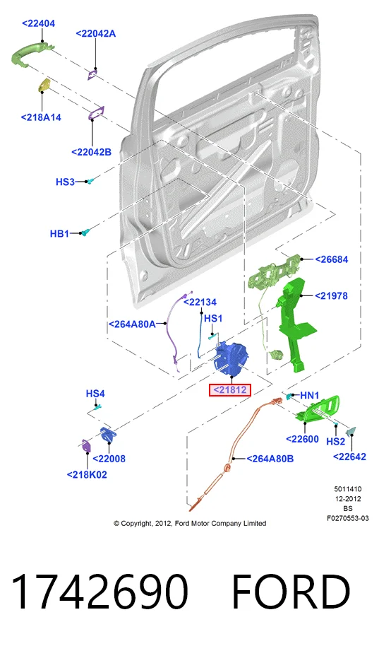  Замок передней правой двери Ford Focus 3
