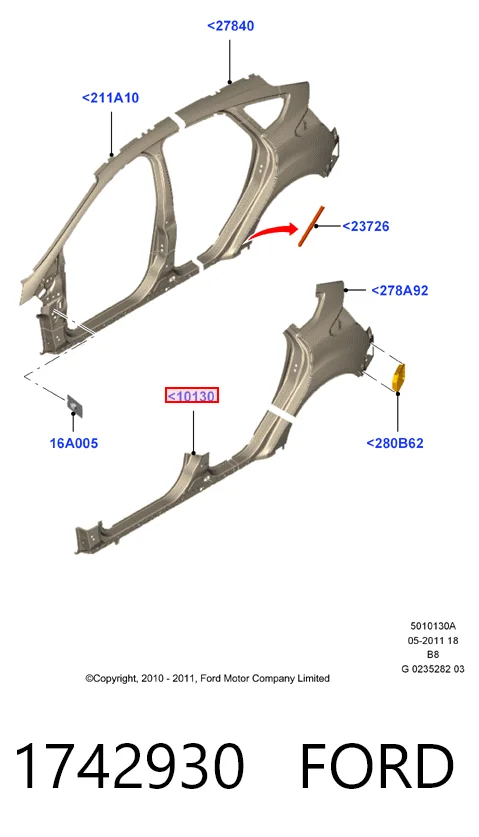 Порог наружний правый на Ford Focus III CB8