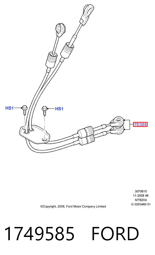 1749585 Ford Трос переключения передач