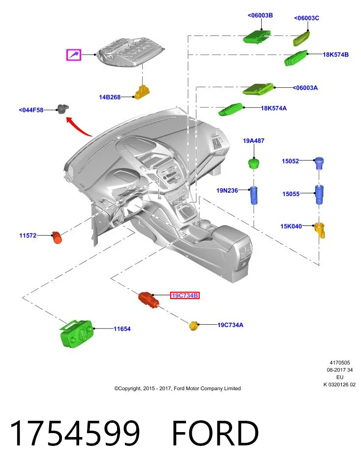 1754599 Ford Датчик температуры автономного отопителя