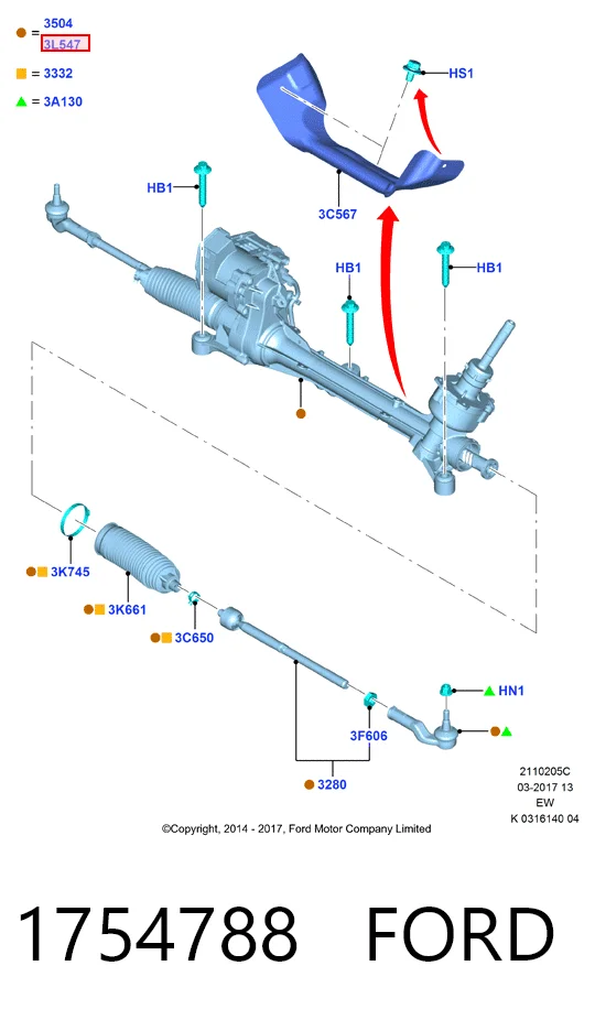 1754788 Ford Управление рулевое в сборе