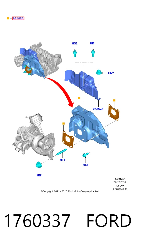 Прокладка коллектора выпуск на Ford Focus IV HN