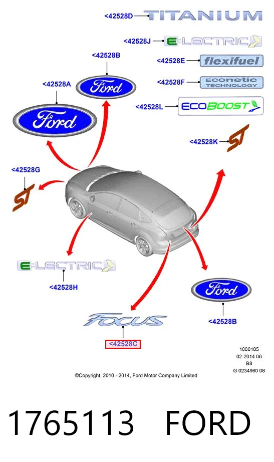 Фирменный значек на багажник на Ford Focus III CB8