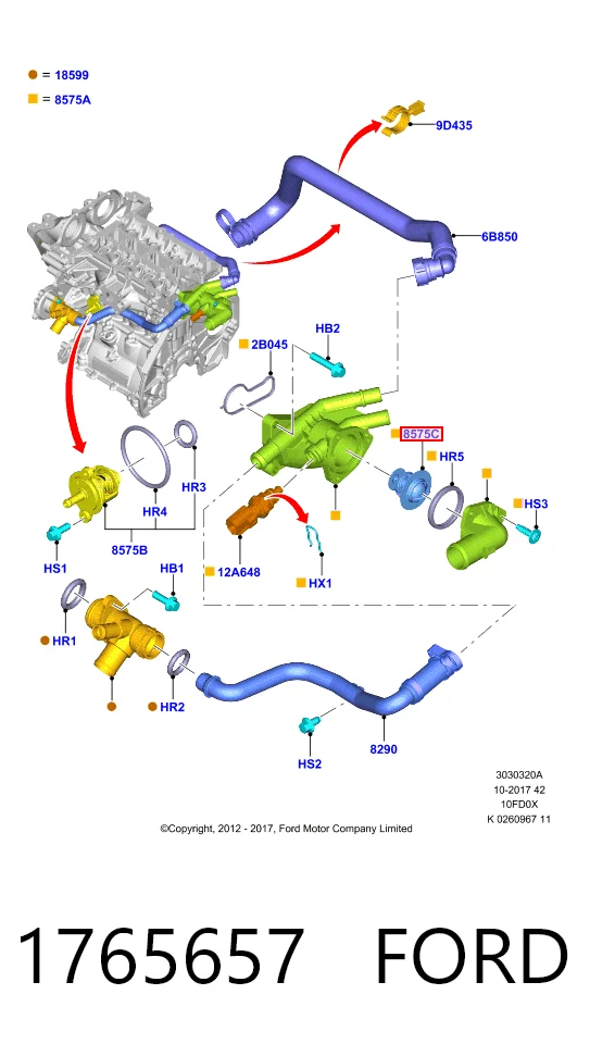 1765657 Ford Авто термостат