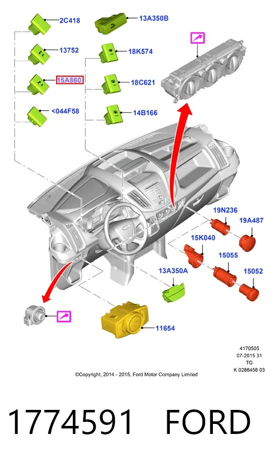 1774591 Ford Кнопка включения парктроника
