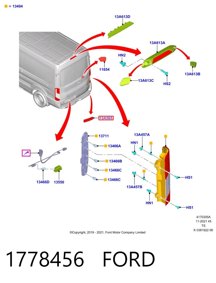 1778456 Ford Левый катафот бампера