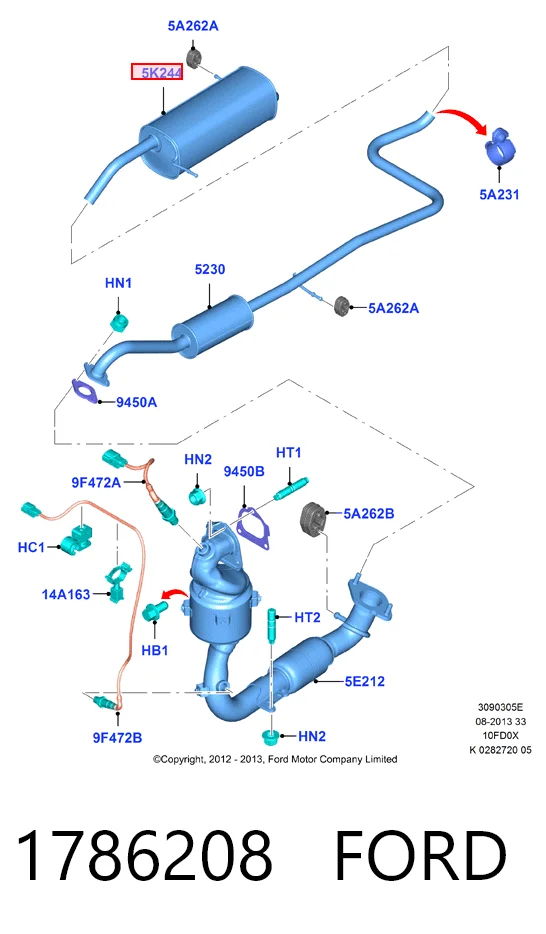 Купить Глушитель задний Форд Фиеста Mk6 CB1